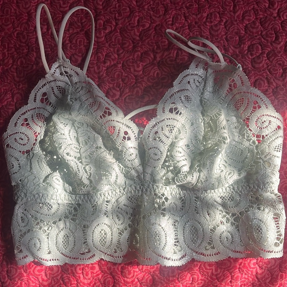 PINK brand Sage green glitter bralette top
